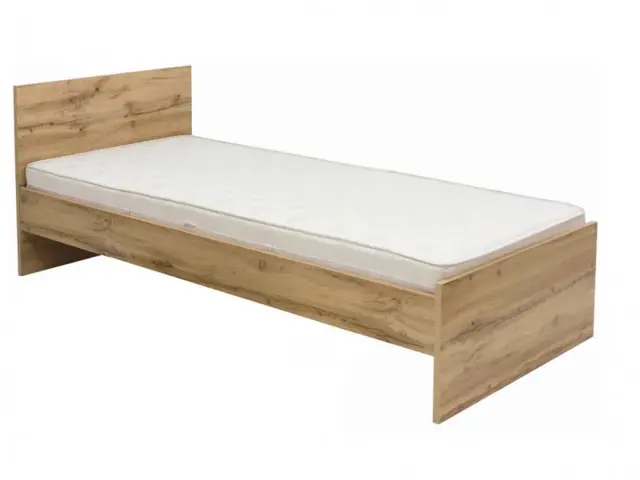 Single Bed Frame with Headboard Wooden Bed Slats 90cm Euro Bed Oak Finish - Zele - image 1
