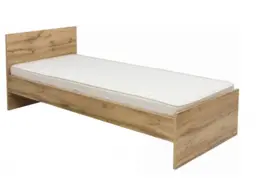 Single Bed Frame with Headboard Wooden Bed Slats 90cm Euro Bed Oak Finish - Zele - thumbnail 1