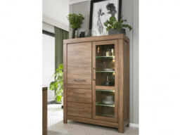 Modern Living Room Furniture Set with Shelf TV Unit Glass Display Cabinet with LED Lights Medium Oak Effect - Gent - thumbnail 3