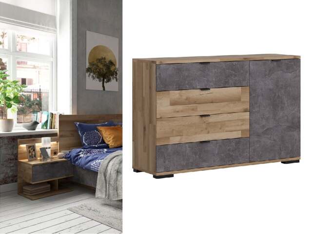 Sideboard with Drawers Modern Storage Cabinet 140cm Light Oak Grey Living Room Bedroom Unit - Arica - image 1
