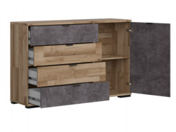Sideboard with Drawers Modern Storage Cabinet 140cm Light Oak Grey Living Room Bedroom Unit - Arica - thumbnail 4