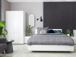 Modern White High Gloss King Size Bed Frame 160cm Wooden Slats and Black Gloss/White Gloss/Wenge Dark Wood Effect Inserts - Azteca Trio - thumbnail 3