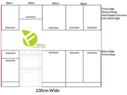 Kitchen Cabinet Set Modern Freestanding Cupboards 7 Units 230cm Complete DIY Set Shaker Dark Grey - Junona - thumbnail 3