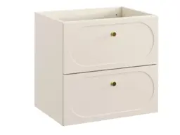 Bathroom Vanity Unit 600mm Modern Retro Gatsby Wall Cabinet Floating 2 Soft Close Drawers Milled Beige Cashmere - Donna - thumbnail 4