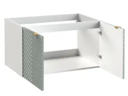Wall Bathroom Set 800mm Vanity Cabinet and Tall Storage Tallboy Unit Ribbed Fluted Soft Green Doors - Cara - thumbnail 4