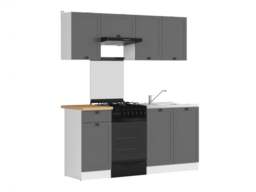 Kitchen Cabinet Set Kitchenette Units Grey Shaker Freestanding 5 Cupboards 170cm DIY Complete Set - Junona - thumbnail 2