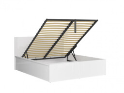 King Size Ottoman Storage Bed White Gloss Frame Gas Lift Up Storage Compartment Modern Euro 160cm - Tetrix - thumbnail 3