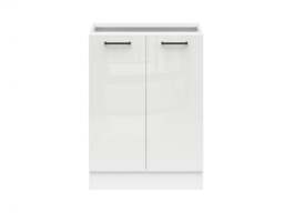 600mm Kitchen Base Unit 2 Door Cabinet Modern Freestanding Cupboard 60cm Chalk White Gloss - Junona - thumbnail 4
