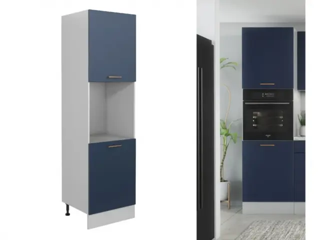 Tall Oven Housing Unit Midnight Blue 600mm Kitchen Cabinet for Single Eye Level Oven Dark Navy - Nora - image 1