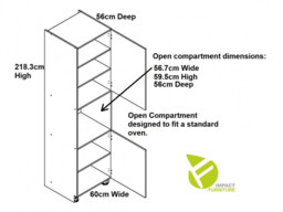 Tall Oven Housing Unit Midnight Blue 600mm Kitchen Cabinet for Single Eye Level Oven Dark Navy - Nora - thumbnail 4