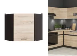 Kitchen Corner Wall Unit 600mm L Shaped Cabinet Dark Wood Wenge Cupboard Sonoma Oak Door - Junona