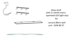 Glass Shelf with LED Lights for 800mm Wide Kitchen Cabinets Display Shelving - Junona - thumbnail 3