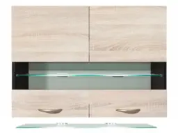 Glass Shelf with LED Lights for 800mm Wide Kitchen Cabinets Display Shelving - Junona - thumbnail 1