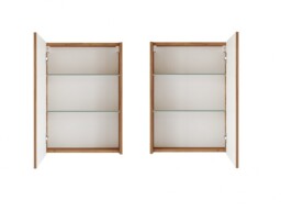 Mirror Bathroom Cabinet Mirrored Small Wall Unit Slimline Cupboard 500mm Gold Craft Oak Wooden Finish – Avir - thumbnail 5