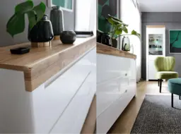 Tall Cabinet Slim Single Wardrobe White Gloss Storage Unit Scandi Hallway Oak Effect - Holten - thumbnail 3