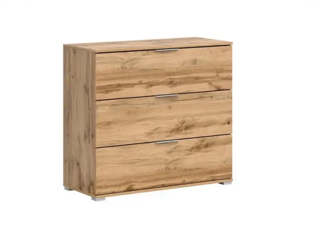 Modern Large Chest of 3 Drawers Storage for Bedroom Living Room Oak Effect 95cm Unit - Zele - image 1