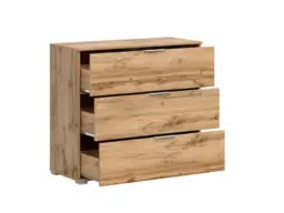 Modern Large Chest of 3 Drawers Storage for Bedroom Living Room Oak Effect 95cm Unit - Zele - thumbnail 2