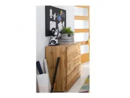 Modern Large Chest of 3 Drawers Storage for Bedroom Living Room Oak Effect 95cm Unit - Zele - thumbnail 4