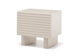 Beige Bedside Table Side Cabinet Ribbed Fluted Cashmere Nightstand with Storage – Toyo - thumbnail 4