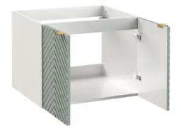Bathroom Vanity Cabinet 600mm 60cm Unit Wall Mounted Floating Ribbed Fluted Doors Soft Green Finish - Cara - thumbnail 4