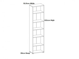 Tall Bookcase Open Shelf Cabinet Slim Shelving Unit Modern Sonoma Oak Effect Office Study Furniture - BRW OFFICE - thumbnail 2