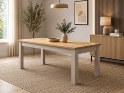 Extendable Dining Table Beige and Light Oak 4 6 8 10 Seater Extending 160cm to 240cm – Net - thumbnail 2