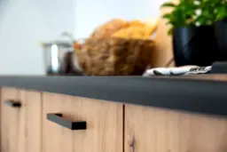 Complete DIY Kitchen Cabinets Set 5 Units Oak and Dark Grey Flat Pack Freestanding 180cm Budget Kitchenette - Clara - thumbnail 2