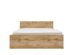 King Size Bed Frame Hight Headboard Euro 160cm Wooden Slats Modern Wotan Oak Effect - Zele - thumbnail 2