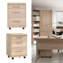 Mobile Pedestal Drawers Storage Unit Home Office Furniture Modern Sonoma Oak Effect - BRW Office - thumbnail 1