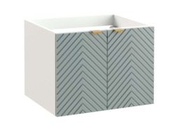 Wall Bathroom Set 600mm Vanity Cabinet Tall Storage Unit Ribbed Fluted Soft Green Doors with White Worktop - Cara - thumbnail 6