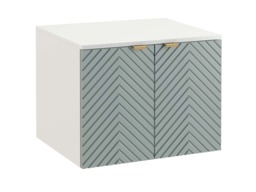 Wall Bathroom Set 600mm Vanity Cabinet Tall Storage Unit Ribbed Fluted Soft Green Doors with White Worktop - Cara - thumbnail 5