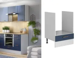 Kitchen Oven Housing Base Unit 600mm Midnight Blue Cabinet for Single Built In Oven Dark Navy – Nora - thumbnail 1