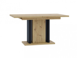 Dining Table 8 Seater Rectangular Extendable 140 to 180cm Oak Effect Top Black Pillar Pedestal Leg – Wren Pro - thumbnail 4