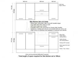 Kitchen Cabinets Cupboard Set 6 Units Oven Housing 180cm Soft Close White High Gloss - Ella - thumbnail 2