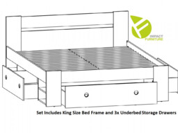White King Size Bed Frame Storage Drawers and Shelving Euro Solid Wood Slats Modern - Nepo - thumbnail 2
