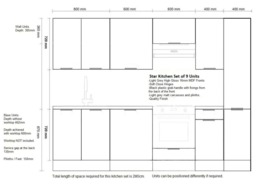 Kitchen Cabinets 9 Unit Set with Oven Housing Slim 40cm Larder Light Grey Gloss - Star - thumbnail 3