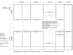 Kitchen Cabinets 9 Unit Set with Oven Housing Slim 40cm Larder Light Grey Gloss - Star - thumbnail 3