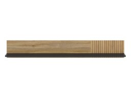 Floating Wall Shelf Modern Long Wall Mounted Shelving Hallway Living Room Black Matt Printed Slat Oak Effect – Luen - thumbnail 3