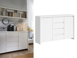 Large White Sideboard with Drawers Modern Dresser Cabinet Living Room Bedroom Storage 143.5cm - Kaspian