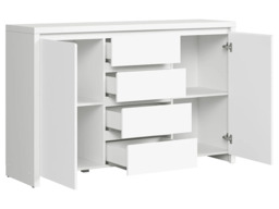 Large White Sideboard with Drawers Modern Dresser Cabinet Living Room Bedroom Storage 143.5cm - Kaspian - thumbnail 4