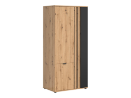 Hallway Storage Set Large Sideboard Cabinet and Triple Wardrobe Hall Unit Set Black and Oak with Slats – Vabres - thumbnail 4