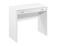 Small White Dressing Table with Drawer Storage 90cm Slim Vanity Unit Gold Handles - Rel - thumbnail 2