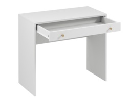 Small White Dressing Table with Drawer Storage 90cm Slim Vanity Unit Gold Handles - Rel - thumbnail 3