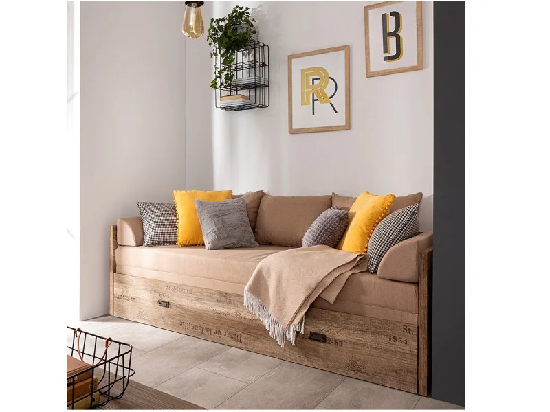 Pull Out Sofa Bed Seater Couch Bed with Storage Beige King Size