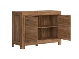Small Sideboard 2 Door Compact Storage Cabinet Dresser 115cm Unit Oak Effect - Gent - thumbnail 4