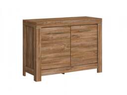Small Sideboard 2 Door Compact Storage Cabinet Dresser 115cm Unit Oak Effect - Gent - thumbnail 3
