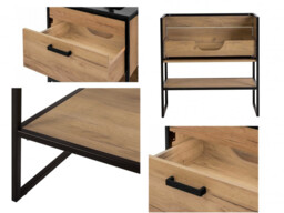 Freestanding Vanity Unit 600mm Bathroom Sink Cabinet Ceramic Basin Black Metal Frame/Oak Loft Industrial Style - Brooklyn - thumbnail 4
