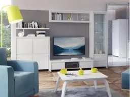 White Living Room Furniture Set TV Unit Sideboard Glass Display Cabinet Shelf Modern Cupboards - Kaspian - thumbnail 1