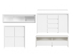 White Living Room Furniture Set TV Unit Sideboard Glass Display Cabinet Shelf Modern Cupboards - Kaspian - thumbnail 4