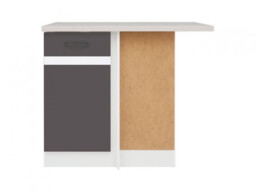 Corner Kitchen Cabinet 1000mm Base Unit 100cm Right L Shaped Grey and White Gloss Modern Free Standing - Junona - thumbnail 2
